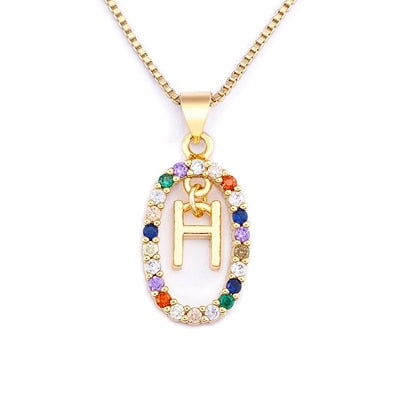 Colar Iniciais com Zircônias Coloridas - Coleção Rainbow