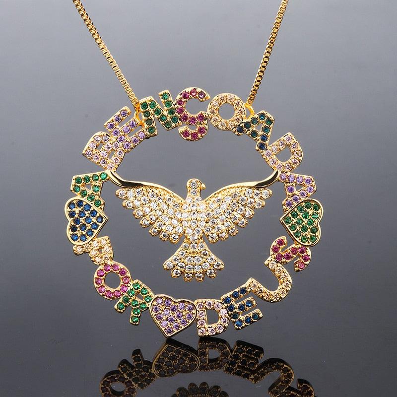 Colar Religioso Abençoada por Deus Colorido com Zircônias