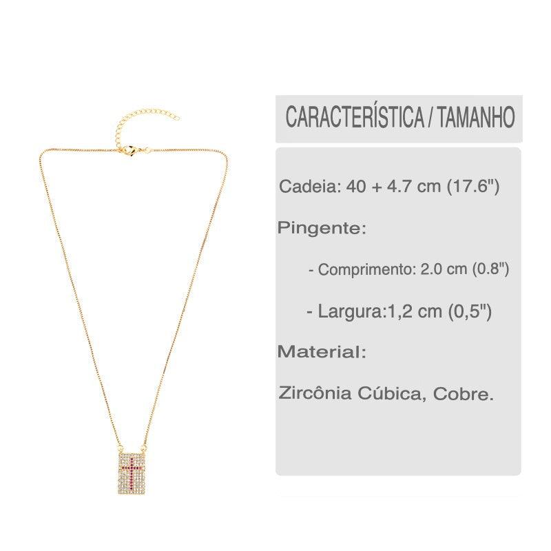 Colar Religioso - Cruz em Zircônias