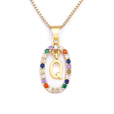 Colar Iniciais com Zircônias Coloridas - Coleção Rainbow