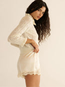 LaceTrimmed Satin Pajama Set