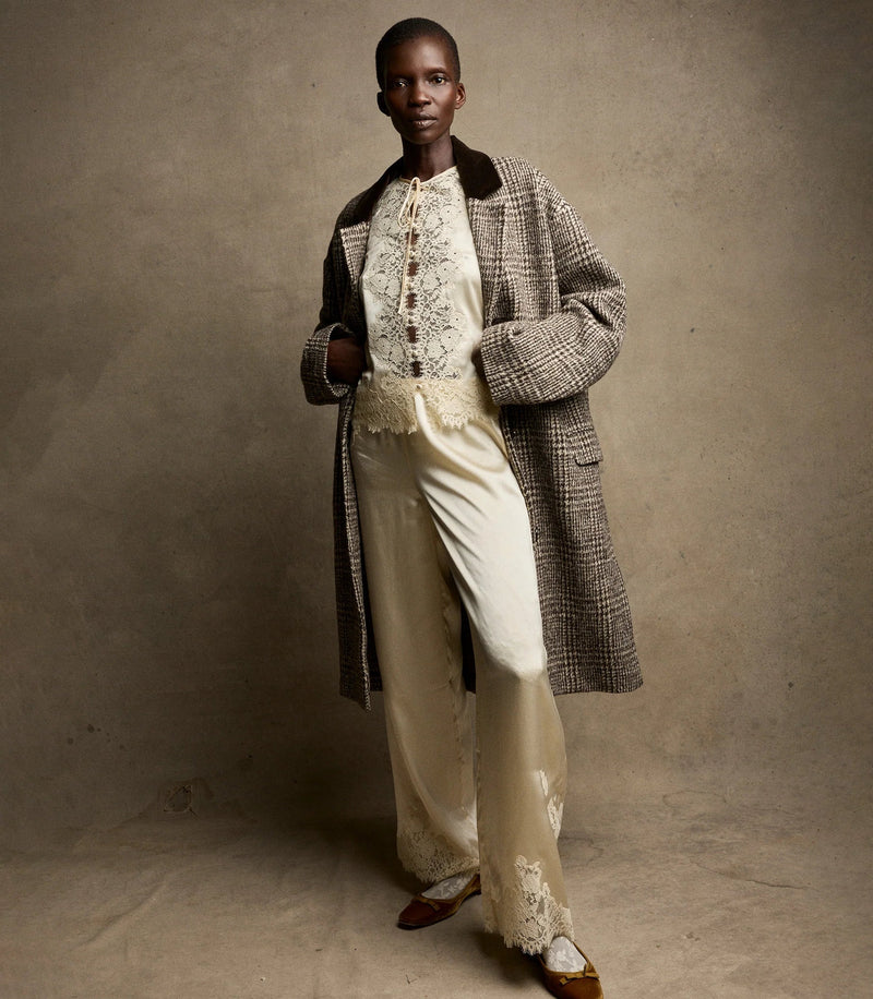 LaceTrimmed Satin Pajama Set