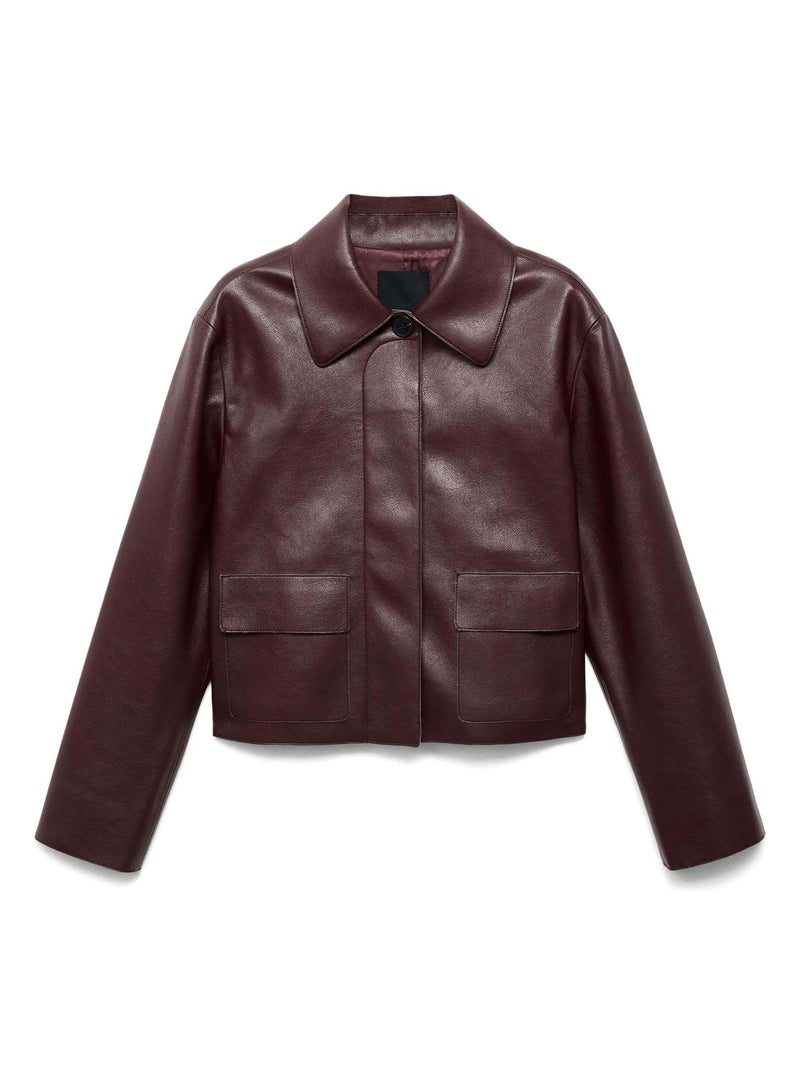 Retro Faux Leather Cropped Jacket