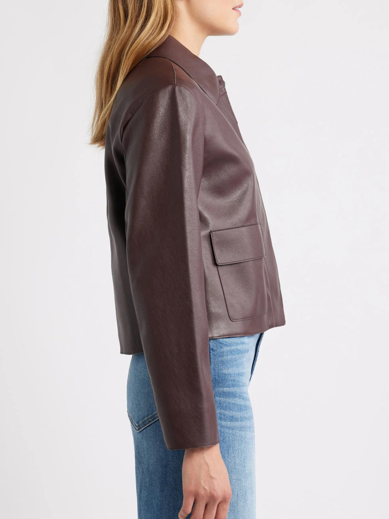 Retro Faux Leather Cropped Jacket