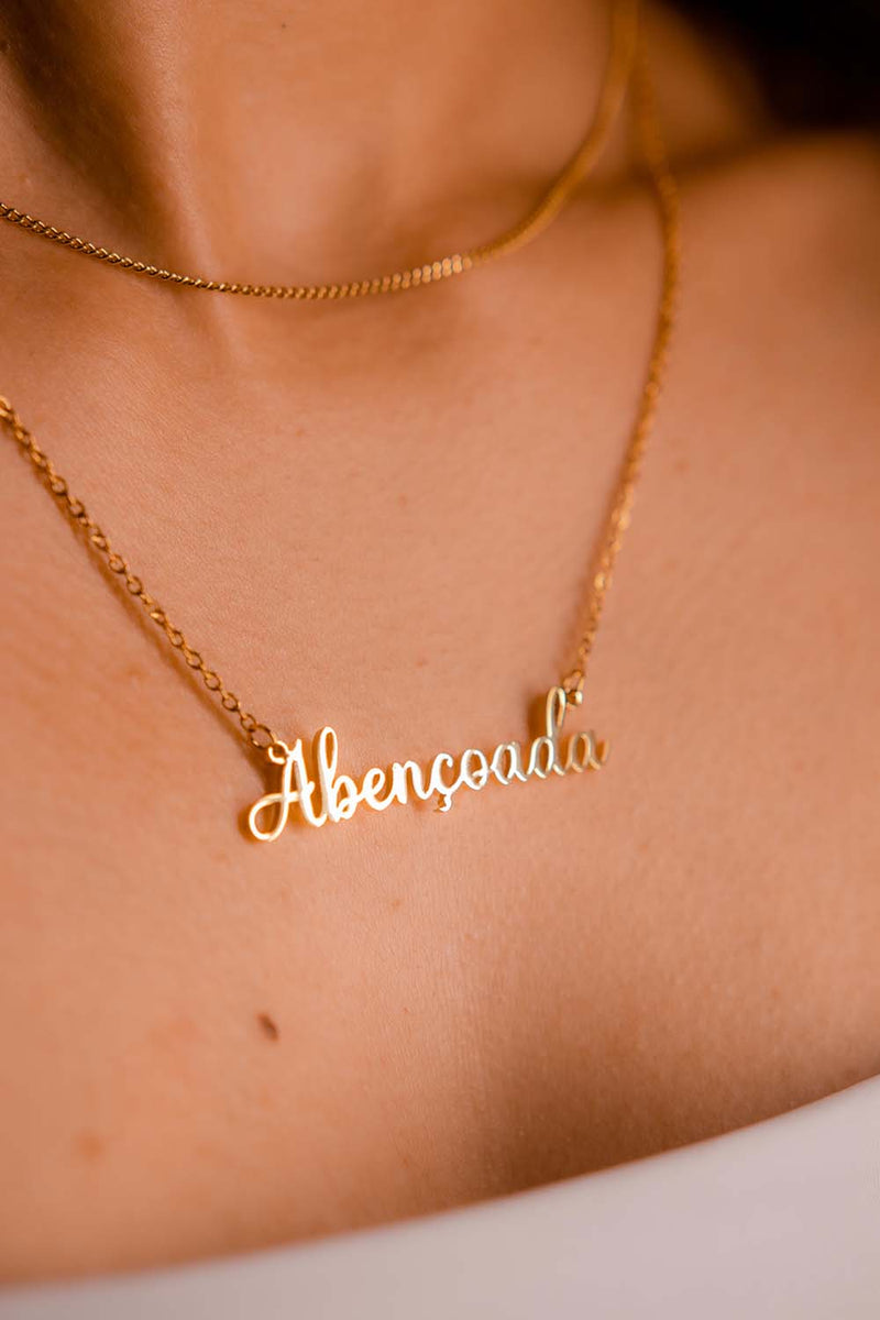 Colar Abençoada - Banho Dourado