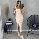 Vestido Carol Tomara que Caia com Fenda Midi