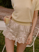 LaceTrimmed Satin Pajama Set