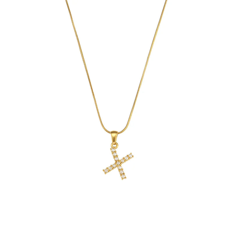 Colar Letra Inicial com Pérolas Banhado a Ouro 18K | Coleção Capri