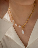 Colar Elos com Pérolas Banhado a Ouro 18K | Coleção Verona