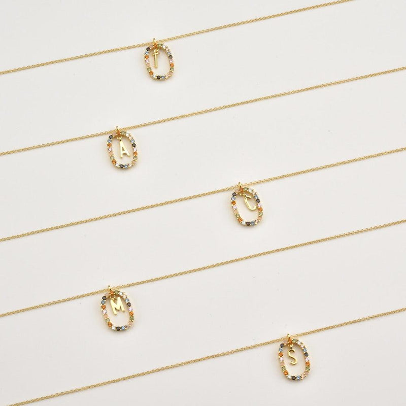 Colar Inicial Glamour Folheado com Zircônias