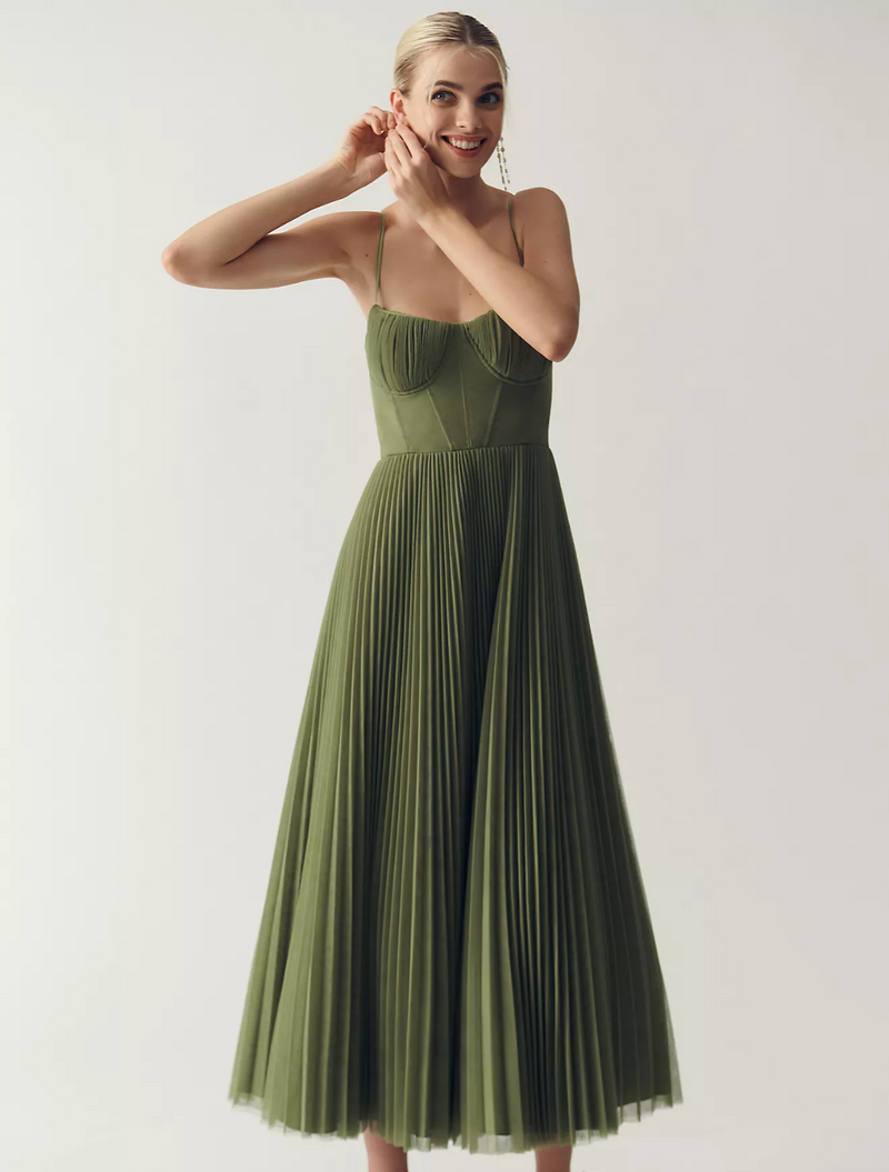 Vestido Midi Plissado Toscana