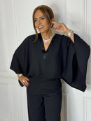 Batwing Sleeve V - Neck Jumpsuit