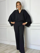 Batwing Sleeve V - Neck Jumpsuit