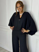 Batwing Sleeve V - Neck Jumpsuit