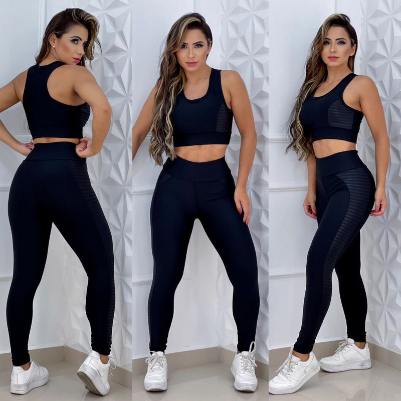 Conjunto Calça Legging Suplex Cós Alto + Top com Bojo