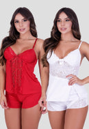 Kit Babydoll Básico + Babydoll Detalhes em Renda