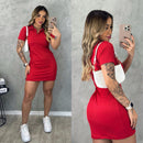 Vestido Gola Polo Tubinho Manga Curta Canelado