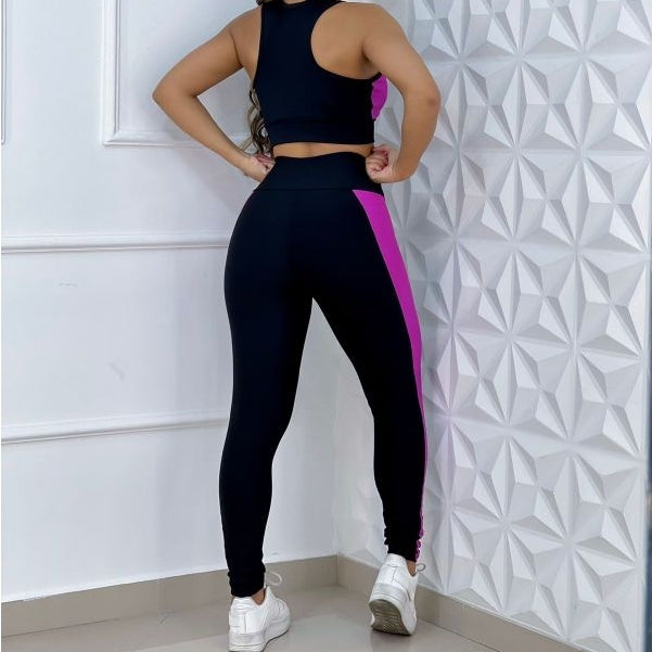 Conjunto Calça Legging Suplex Cós Alto + Top com Bojo