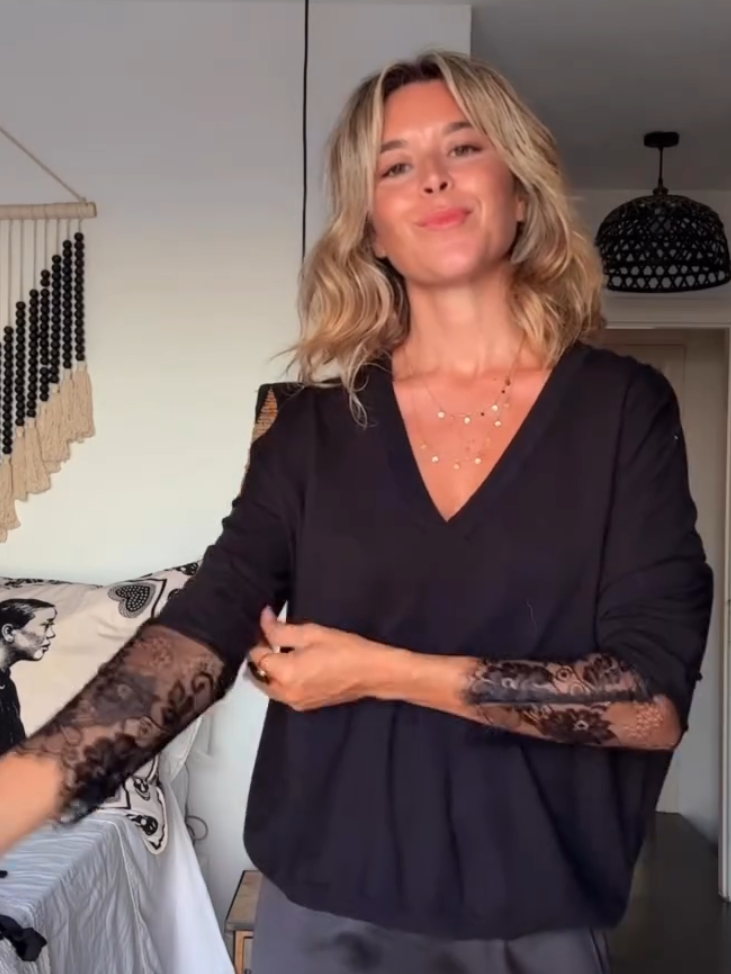 Lace Splicing Midi Skirt Set